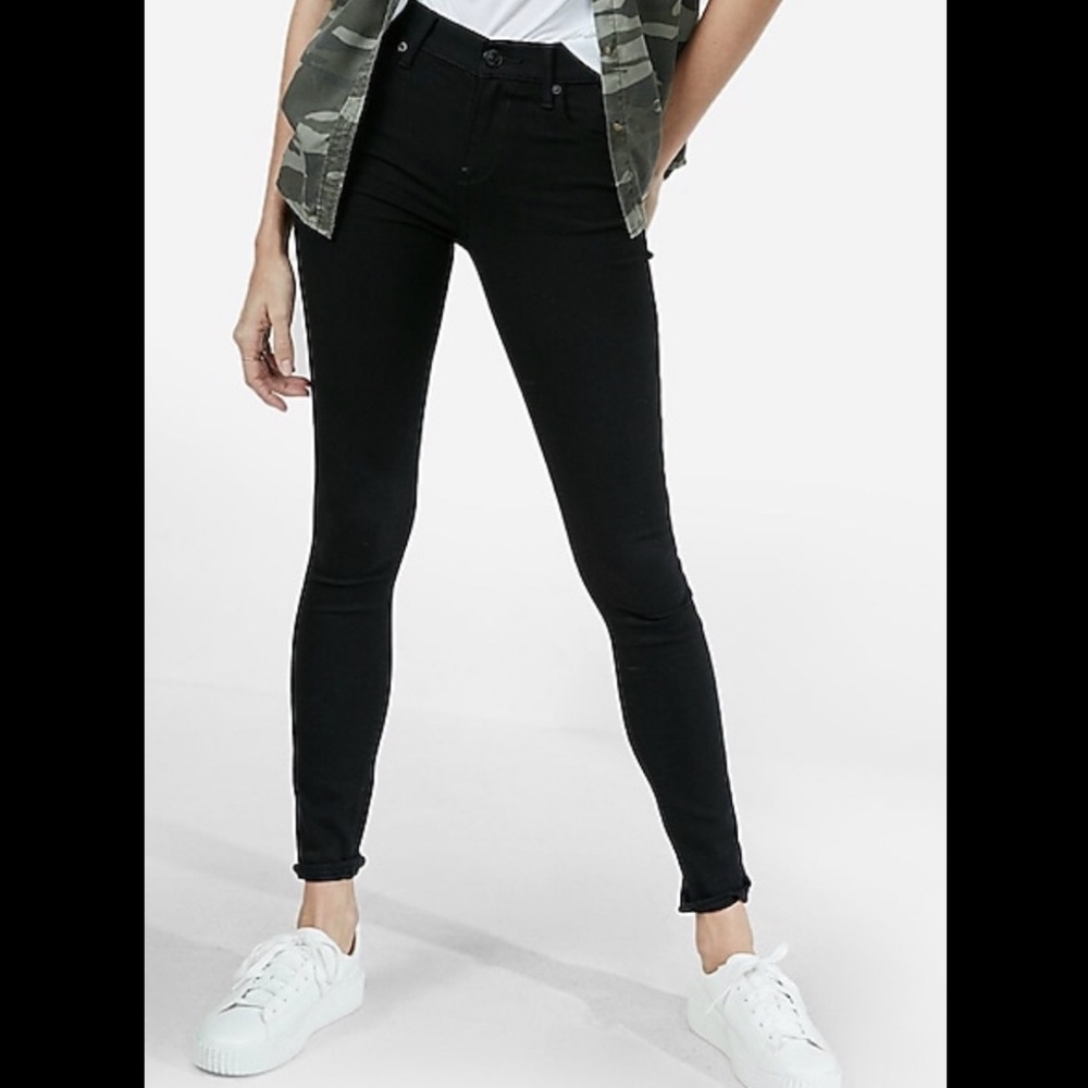 Express Mid Rise Black Skinny Jeans Sz 10 Regular